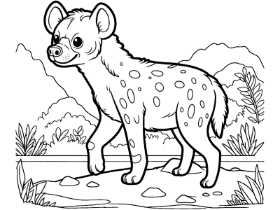 young spotted hyena coloring page