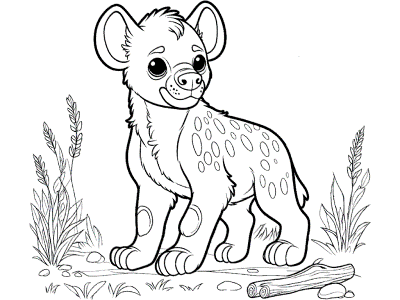 young spotted hyena coloring page