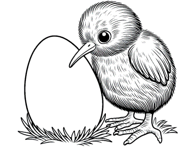 kiwi chick and egg coloring page