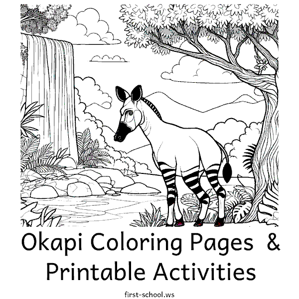 Okapi Coloring Pages and Printable Activities