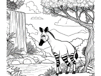 okapi in the rainforest coloring page