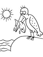 pelican catches fish coloring page