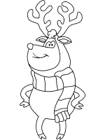 deer or reindeer wearing winter scarf coloring page