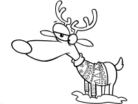 deer or reindeer wearing winter scarf coloring page