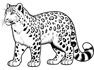 snow leopard coloring page