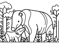 tapir and calf coloring page