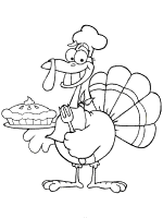 turkey chef and pie coloring page