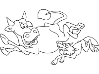 cow chased by a wolf coloring page