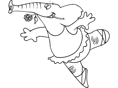 elephant ballerina coloring page