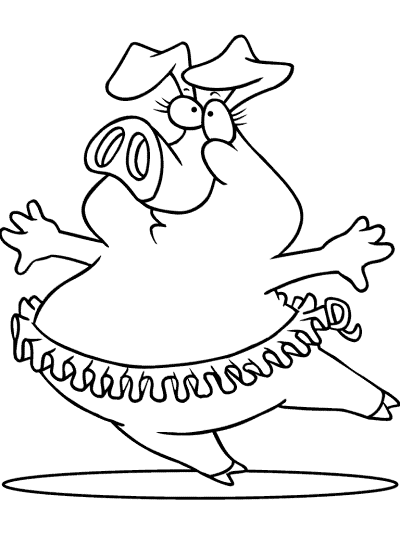 pig ballerina coloring page