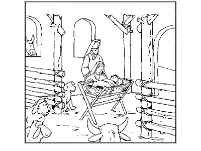 The Birth of Jesus christmas coloring page