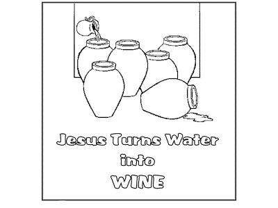 Jesus Turns Water into Wine coloring page