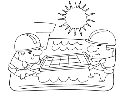 solar panels installer coloring page