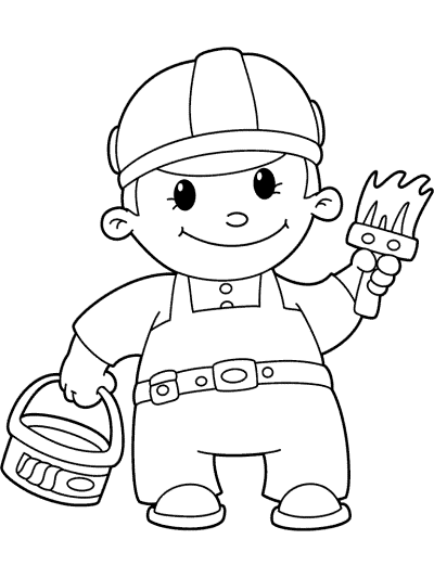 house painter & tools coloring page