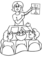 teacher and students coloring page