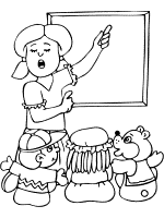 hild role plays teahing with toys coloring page