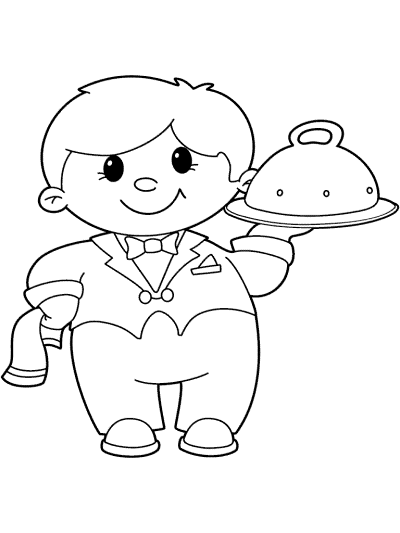 waiter coloring page