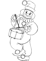 clown plays the snare drum coloring page