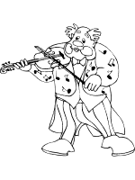 clown plays the fiddel or violin coloring page