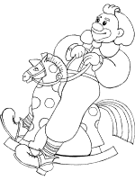 clown on a rocking horse coloring page