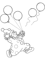 balloons and clown coloring page