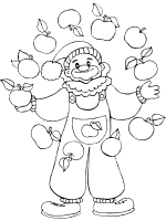 clown and apples coloring page