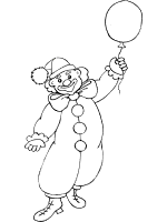 clown and balloon coloring page