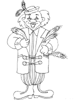 clown with feathers or quills coloring page