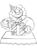 clown and gift coloring page