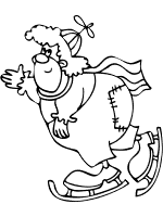 clown ice skates coloring page