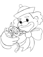 clown and kitten coloring page