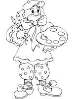 clown painter coloring page