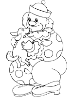 clown and puppy coloring page