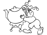 clown and teapot coloring page