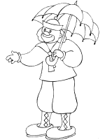 clown and umbrella coloring page