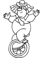 clown  on a unicycle coloring page