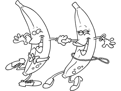 bananas dancing coloring page