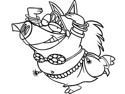 pig belly dancing coloring page