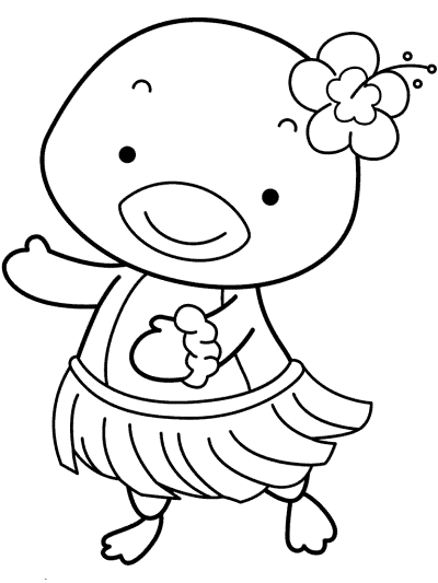 penguin hula dancing coloring page