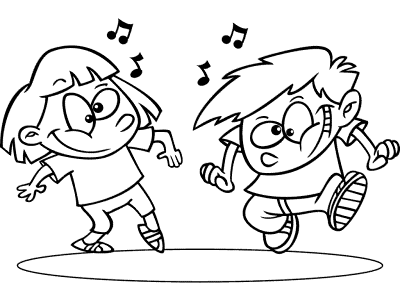 kids dancing coloring pages