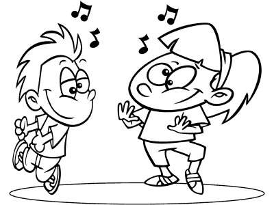 kids dancing coloring pages