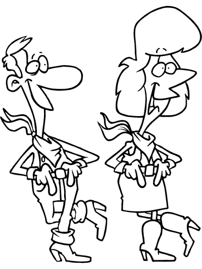 line dance country-western coloring pages