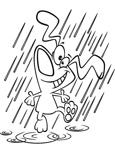 rabbit dances in the rain coloring page