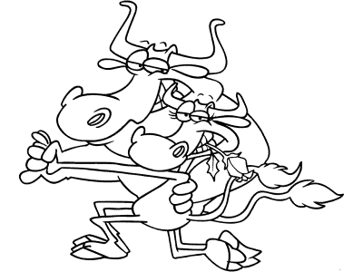 cow and bull dance the tango coloring pages