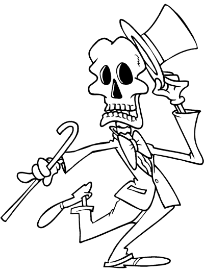 tap dancing skeleton coloring page