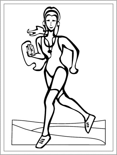 Exercise and Fitness Coloring Pages # Jogging and Running