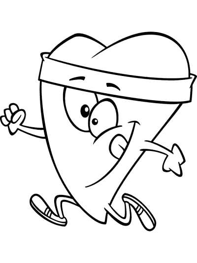 aerobic exercise heart  running or jogging coloring page