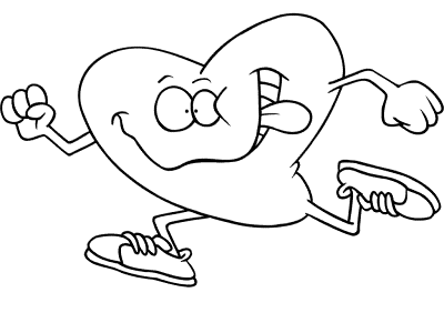 aerobic exercise heart  running or jogging coloring page