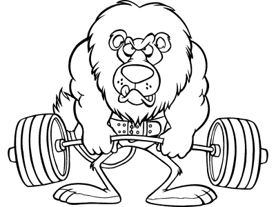 lion weight training barbelll coloring page