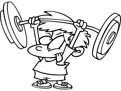 kid weight training barbelll coloring page